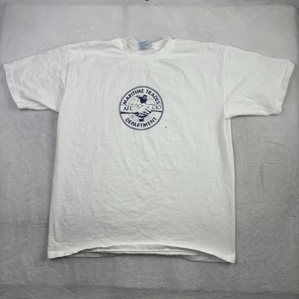VTG All Sport Maritime Trades Department AFL CIO White SS Graphic Shirt Men's XL